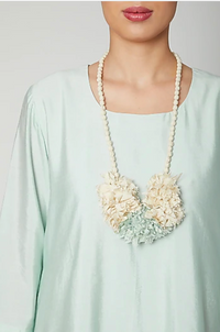 Thumbnail for Dream- Mint green & off white Indo-Western Cowl Dress-2