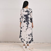 Thumbnail for Erin - White & Balck Tie & Dye Cowl dress-3