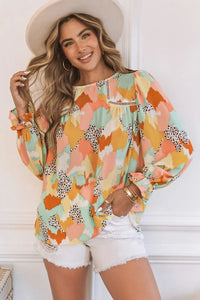 Thumbnail for Abstract Printed Long Sleeve Blouse-10