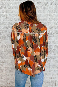 Thumbnail for Abstract Printed Long Sleeve Blouse-1
