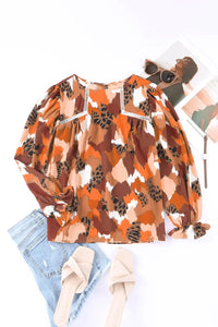 Thumbnail for Abstract Printed Long Sleeve Blouse-3