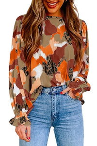 Thumbnail for Abstract Printed Long Sleeve Blouse-2