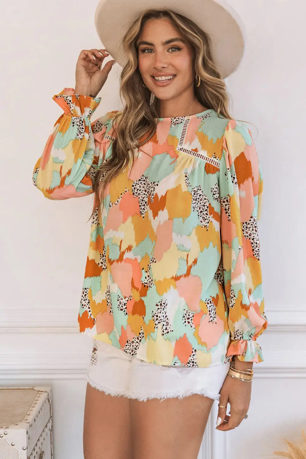 Abstract Printed Long Sleeve Blouse-12