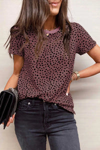Thumbnail for Animal Spotted Print Round Neck Long Sleeve Top-29