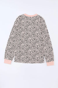 Thumbnail for Animal Spotted Print Round Neck Long Sleeve Top-14