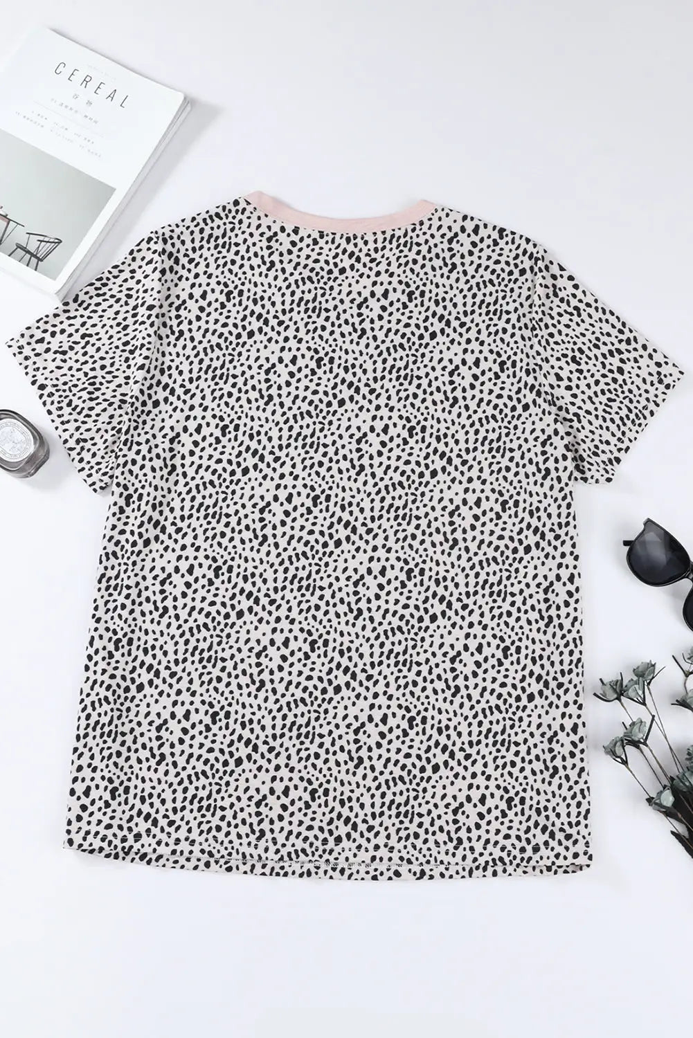 Animal Spotted Print Round Neck Long Sleeve Top-69