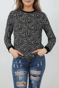 Thumbnail for Animal Spotted Print Round Neck Long Sleeve Top-22