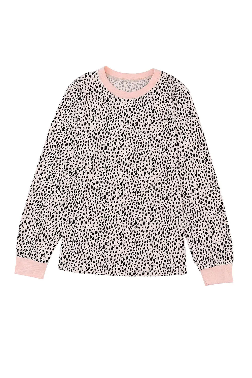 Animal Spotted Print Round Neck Long Sleeve Top-19