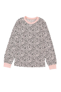 Thumbnail for Animal Spotted Print Round Neck Long Sleeve Top-19