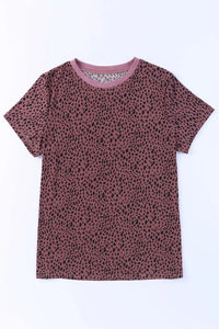 Thumbnail for Animal Spotted Print Round Neck Long Sleeve Top-32