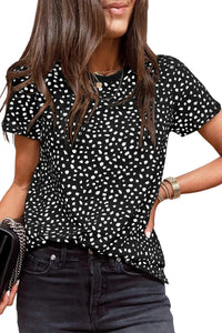 Thumbnail for Animal Spotted Print Round Neck Long Sleeve Top-54