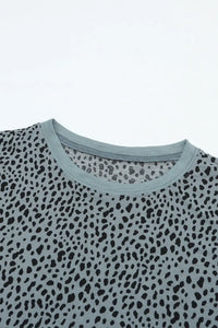 Thumbnail for Animal Spotted Print Round Neck Long Sleeve Top-82