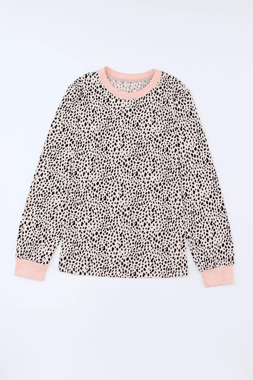Animal Spotted Print Round Neck Long Sleeve Top-13