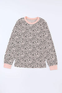 Thumbnail for Animal Spotted Print Round Neck Long Sleeve Top-13