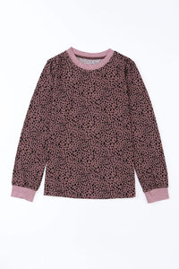 Thumbnail for Animal Spotted Print Round Neck Long Sleeve Top-3