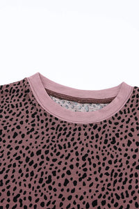 Thumbnail for Animal Spotted Print Round Neck Long Sleeve Top-5