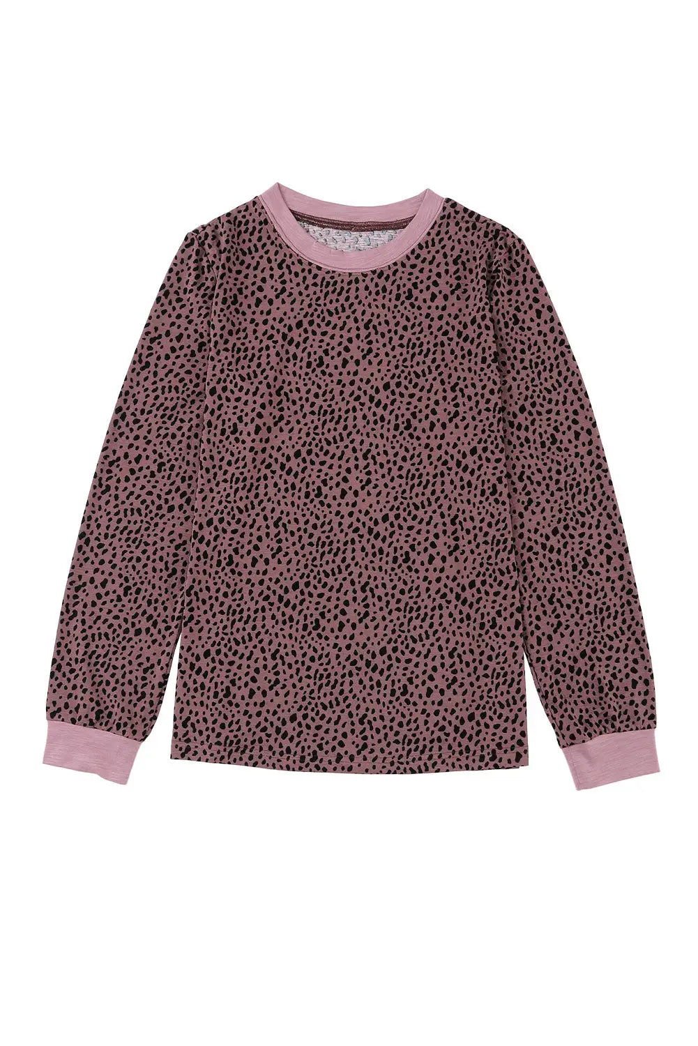 Animal Spotted Print Round Neck Long Sleeve Top-9