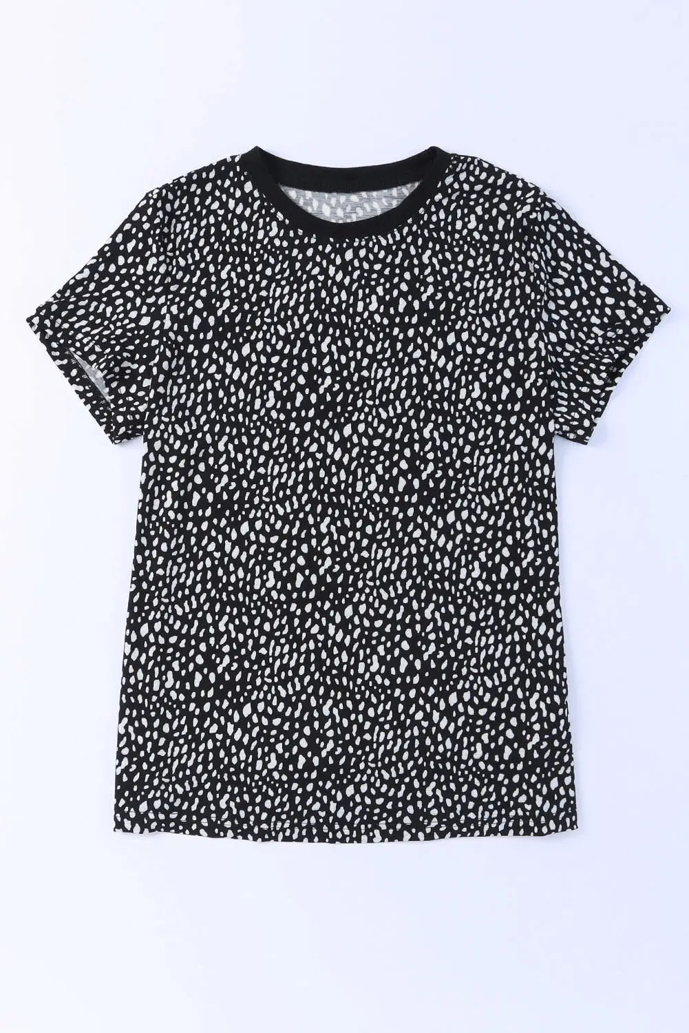Animal Spotted Print Round Neck Long Sleeve Top-55