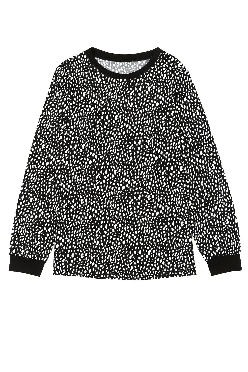 Animal Spotted Print Round Neck Long Sleeve Top-23