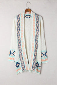 Thumbnail for Apricot  Aztec Print Open Front Cardigan-5