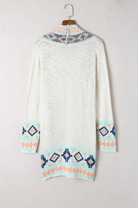 Thumbnail for Apricot  Aztec Print Open Front Cardigan-6