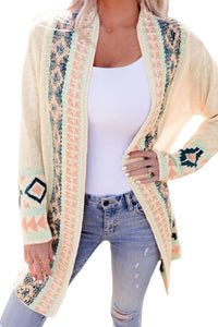 Thumbnail for Apricot  Aztec Print Open Front Cardigan-13
