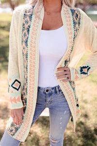 Thumbnail for Apricot  Aztec Print Open Front Cardigan-4