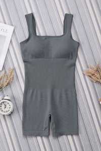 Thumbnail for Apricot Ribbed Square Neck Padded Sports Romper-60