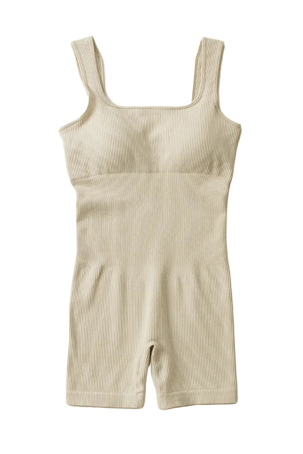 Apricot Ribbed Square Neck Padded Sports Romper-19