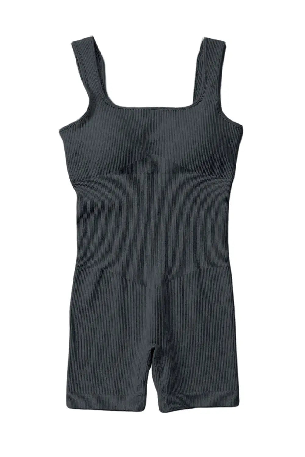 Apricot Ribbed Square Neck Padded Sports Romper-44