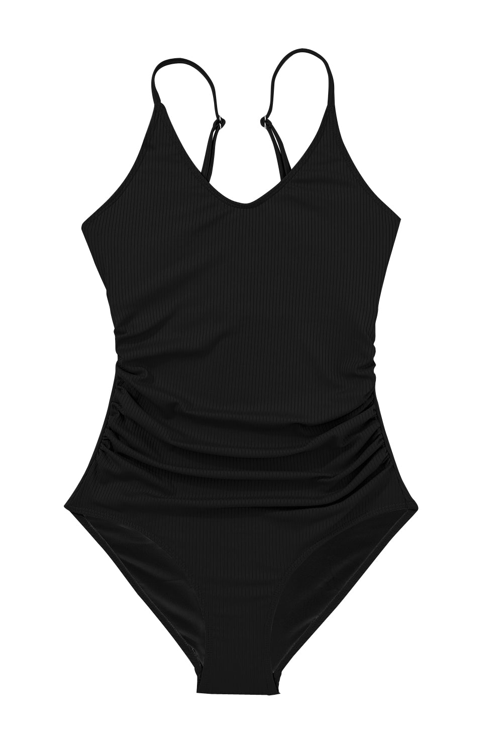 Black Ribbed One Piece Swimsuit-22