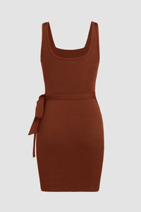 Thumbnail for Brown Wrapped Sleeveless Mini Dress-6