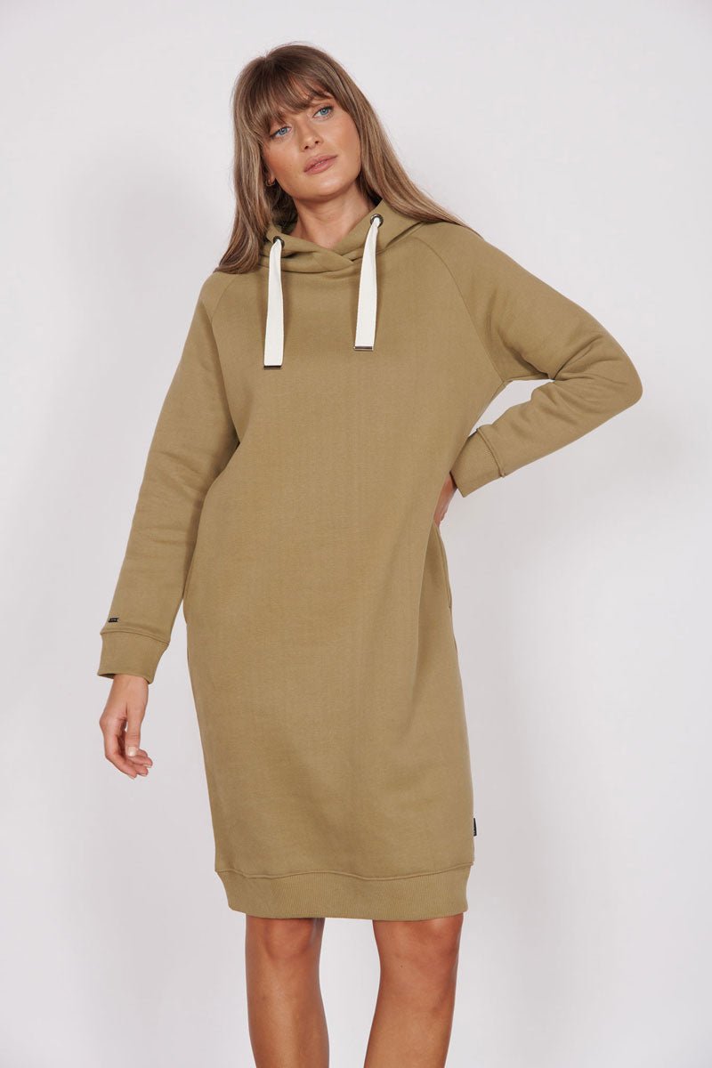 Adrienne Khaki Longline Sweater Dress-1