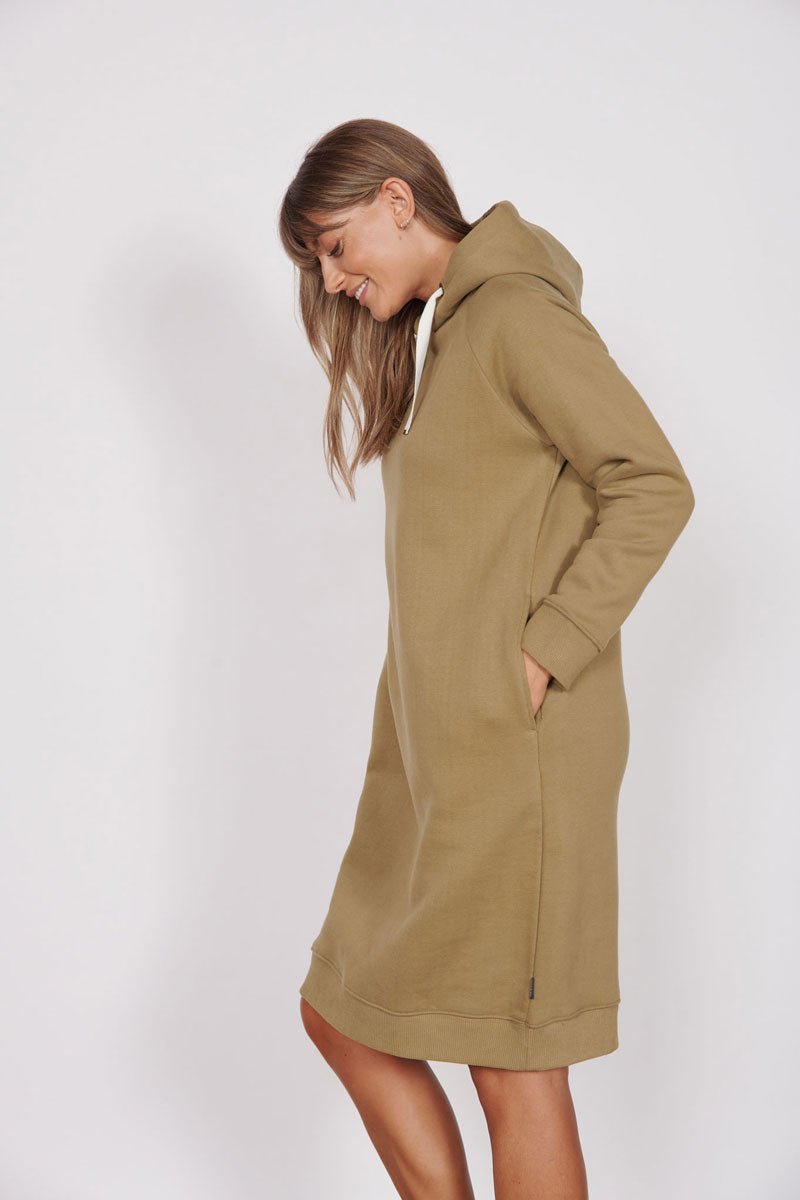 Adrienne Khaki Longline Sweater Dress-2