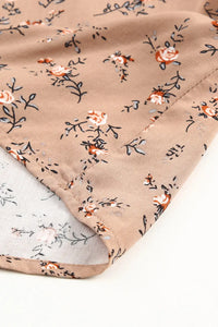 Thumbnail for Khaki Floral Print Smocked Flounce Sleeveless Top-8