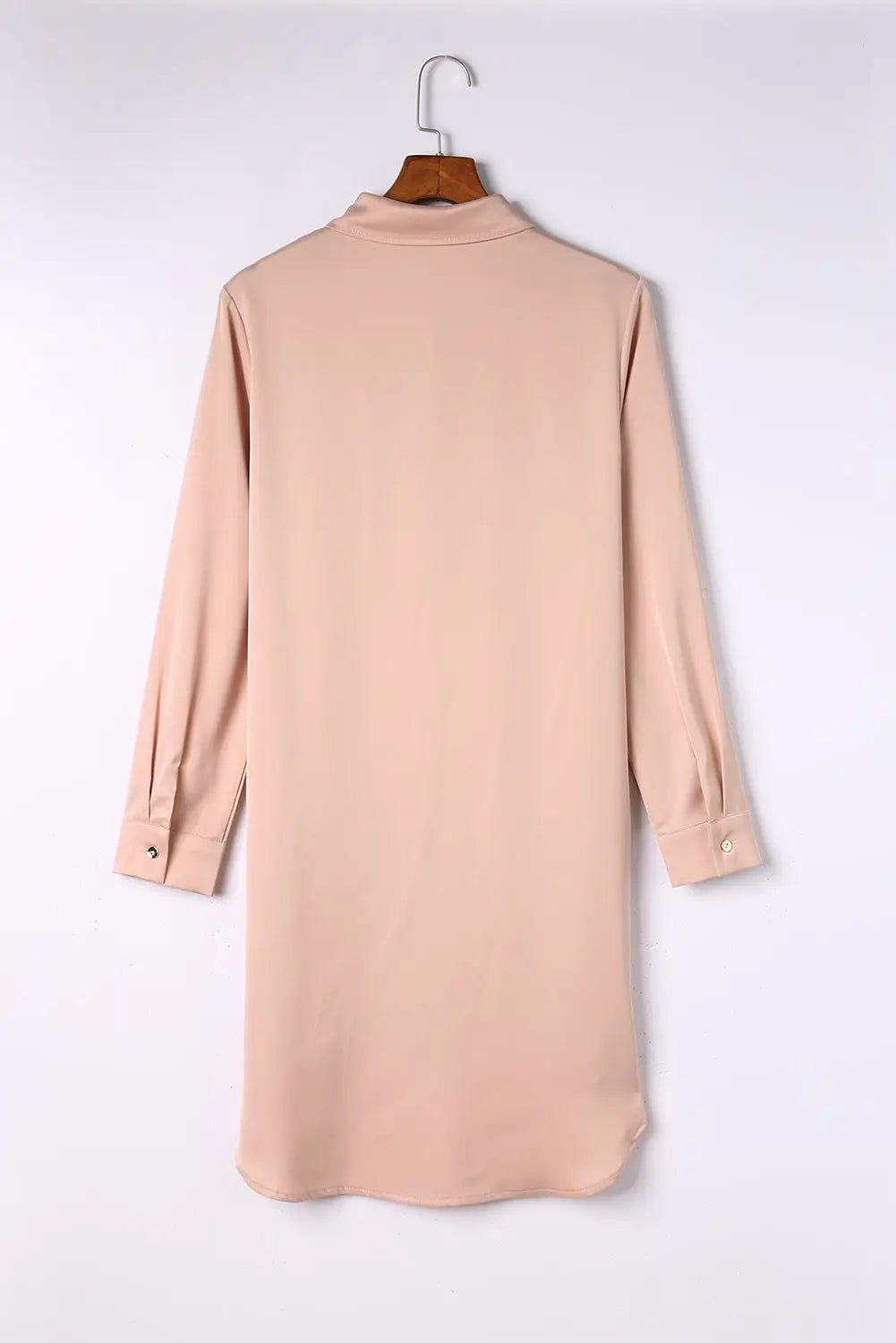 Khaki Sequin Splicing Pocket Buttoned Shirt Dress-6