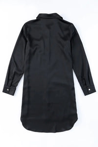 Thumbnail for Khaki Sequin Splicing Pocket Buttoned Shirt Dress-23
