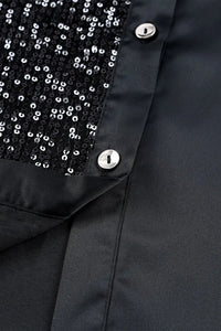 Thumbnail for Khaki Sequin Splicing Pocket Buttoned Shirt Dress-27