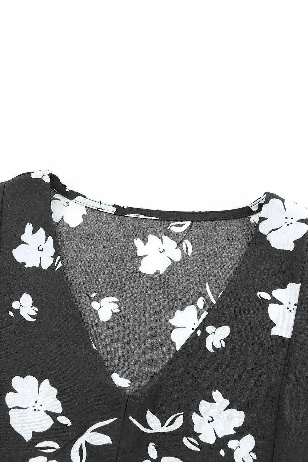 Khaki V Neck Floral Babydoll Dress with Pockets-20