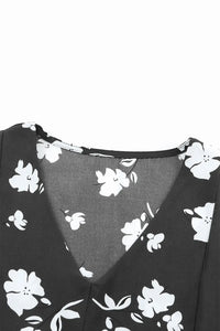 Thumbnail for Khaki V Neck Floral Babydoll Dress with Pockets-20