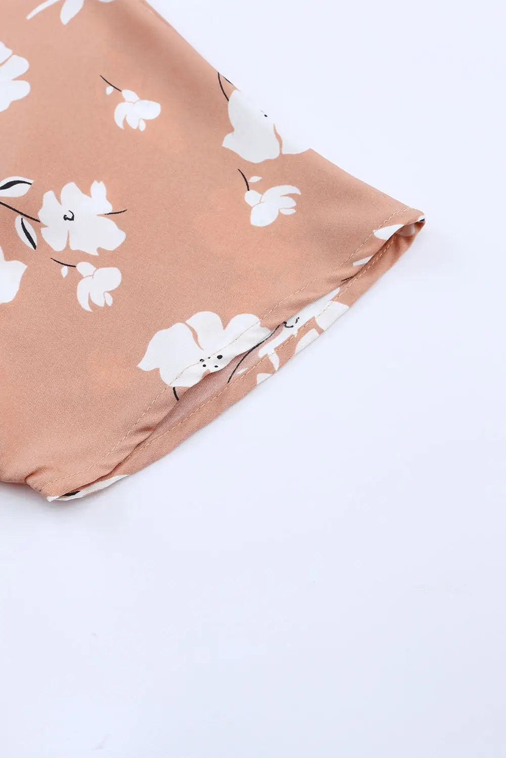 Khaki V Neck Floral Babydoll Dress with Pockets-10
