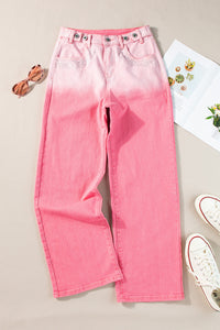 Thumbnail for Pink Rhinestone Gradient Denim Pants-4