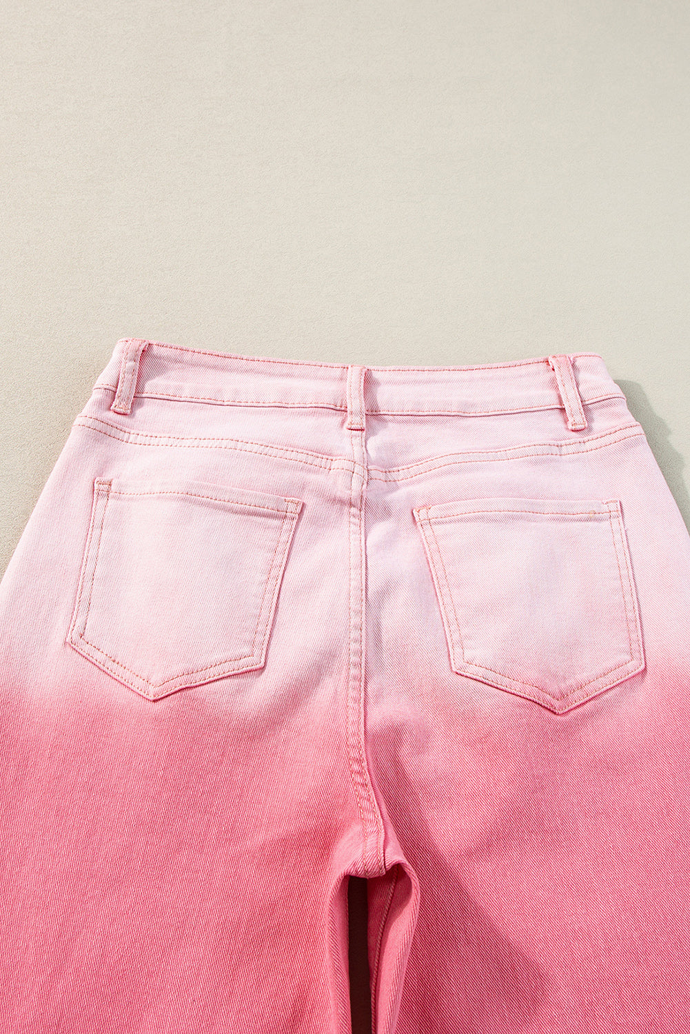 Pink Rhinestone Gradient Denim Pants-8