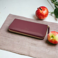 Thumbnail for Kivik | Apple Leather Long Zip Wallet - Wine Red-1