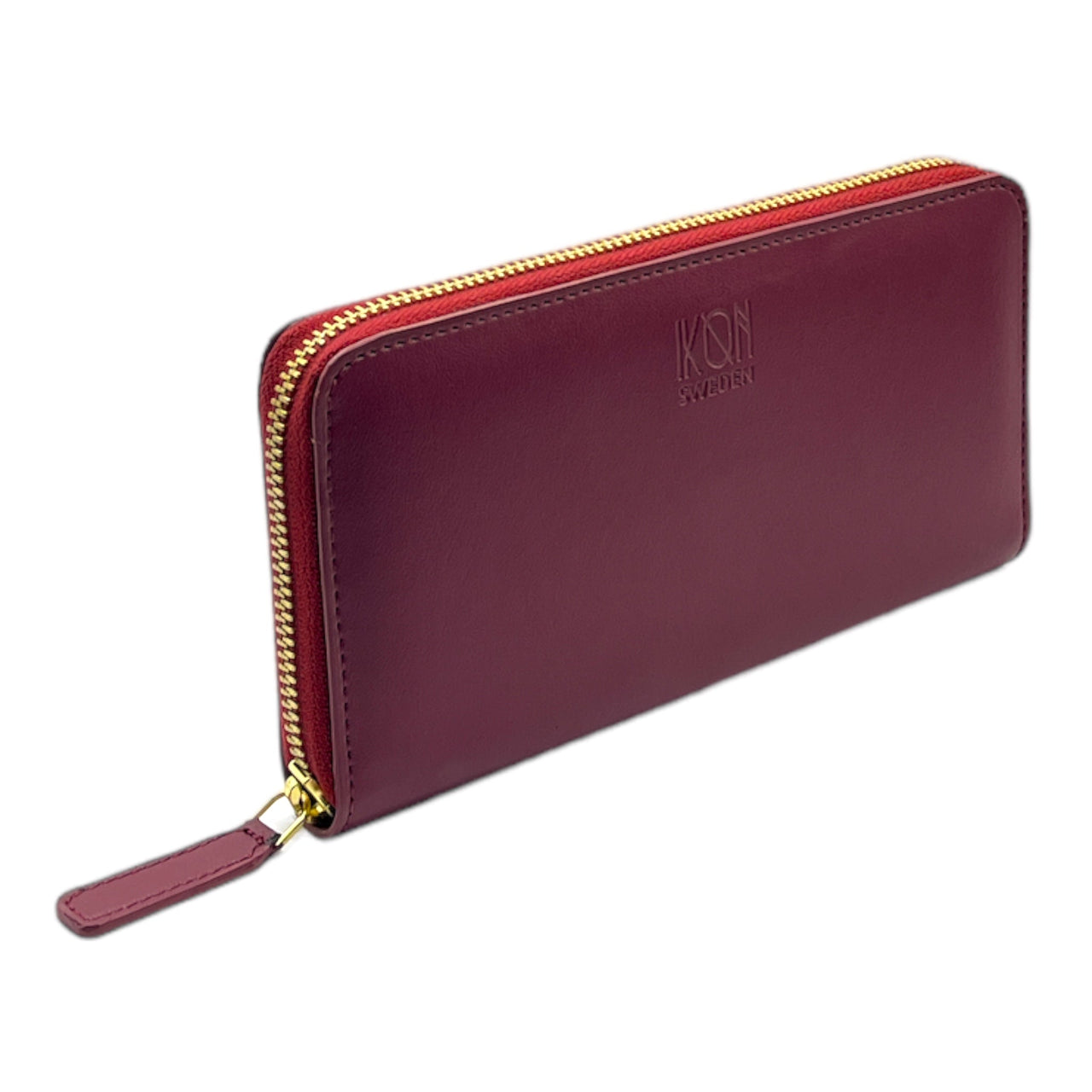 Kivik | Apple Leather Long Zip Wallet - Wine Red-0