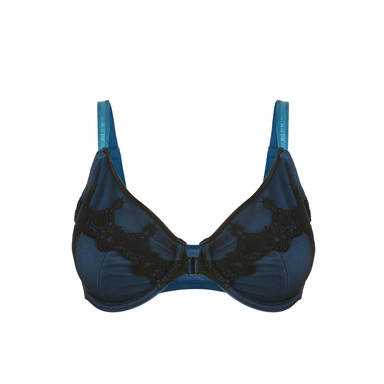 Elysia - Navy Blue Silk & Organic Cotton Front Closure Full Cup Underwired Bra-0