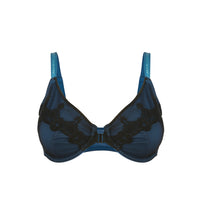 Thumbnail for Elysia - Navy Blue Silk & Organic Cotton Front Closure Full Cup Underwired Bra-0