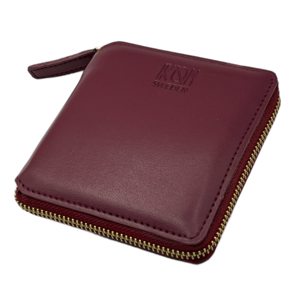 Kivik | Apple Leather Small Zip Wallet - Wine Red-3