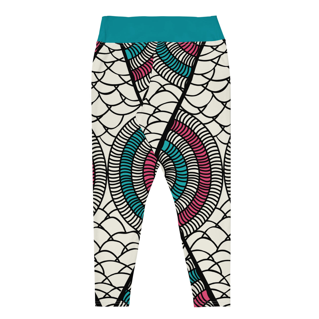 African Print White and Pink Print Plus Size Leggings-6