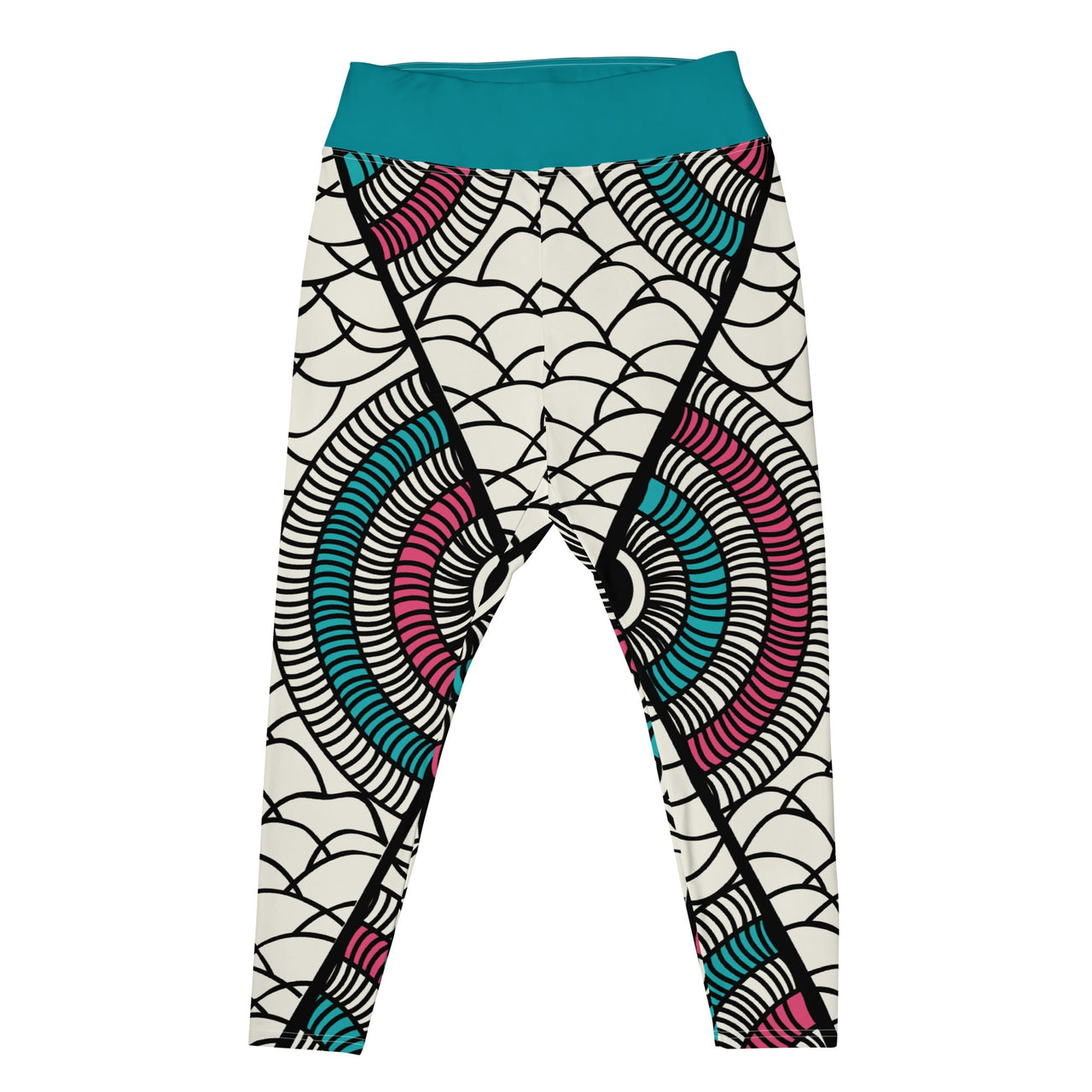 African Print White and Pink Print Plus Size Leggings-0